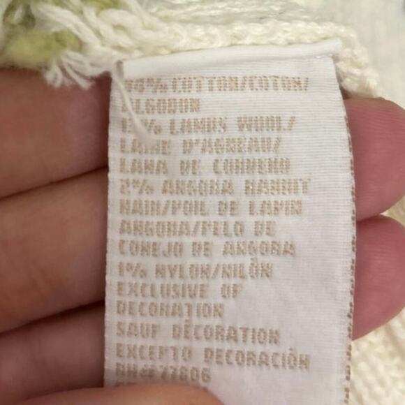 Tommy Hilfiger Wool Cotton Blend Cream Nordic Fair Isle Full Zip Sweater Medium - Picture 12 of 13